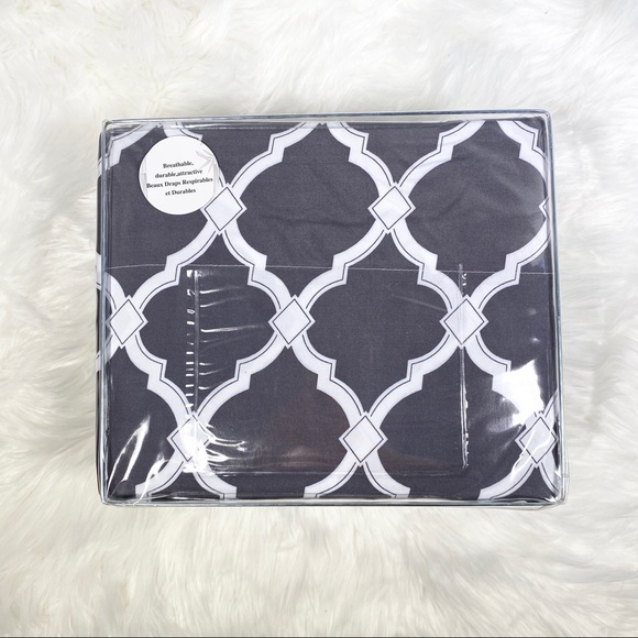 ✨FINAL STOCK✨King 4pc Charcoal Arabesque Bedsheets - Picture 2 of 5